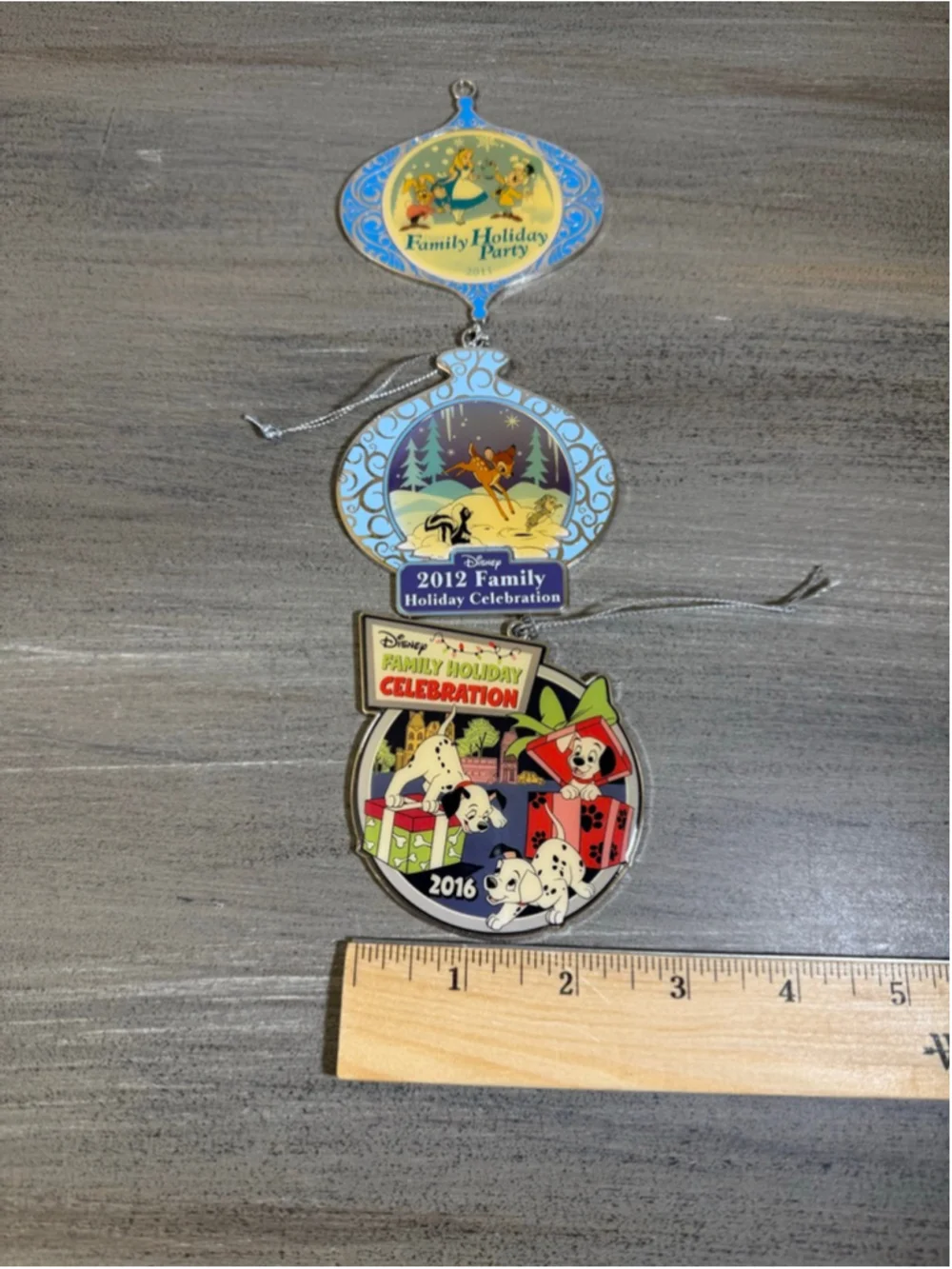 Disney Cast Member Exclusive Holiday Ornament Lot (3) - 2011, 2012, 2016 Metal